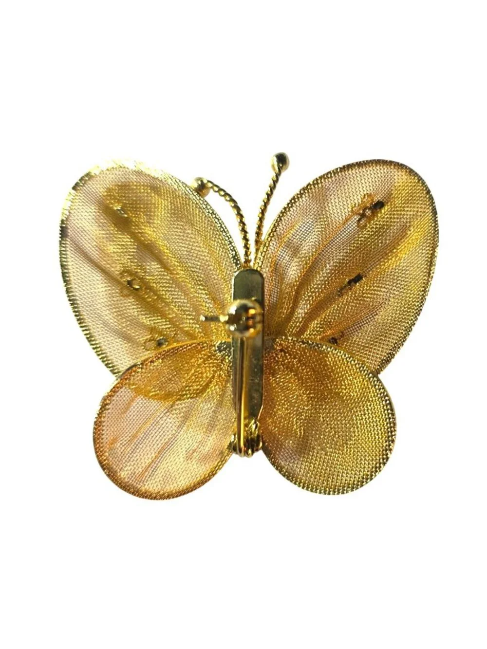 Set Of 2 Gold-Tone Butterfly Mesh Brooches Floral Vtg fairycore boho jewelry